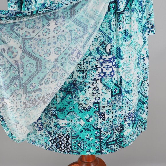 NWT CALVIN KLEIN Faux Wrap Stretch Sheath Dress Printed Blue Multi Size 20W - Picture 8 of 10